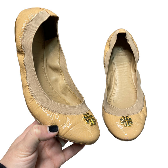 Tory Burch Shoes Tory Burch Womens Size 85 Jolie Ballet Flats Nude Light Oak Patent Leather